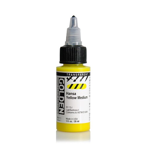 Golden High Flow Acrylic Paint 1oz_Transparent Hansa Yellow Medium